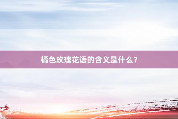 橘色玫瑰花语的含义是什么？